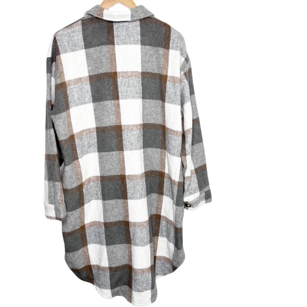 KatyDID Womens Plaid Shacket Long‎ Sleeve Button Down Oversized Shirt Jacket - Picture 9 of 16